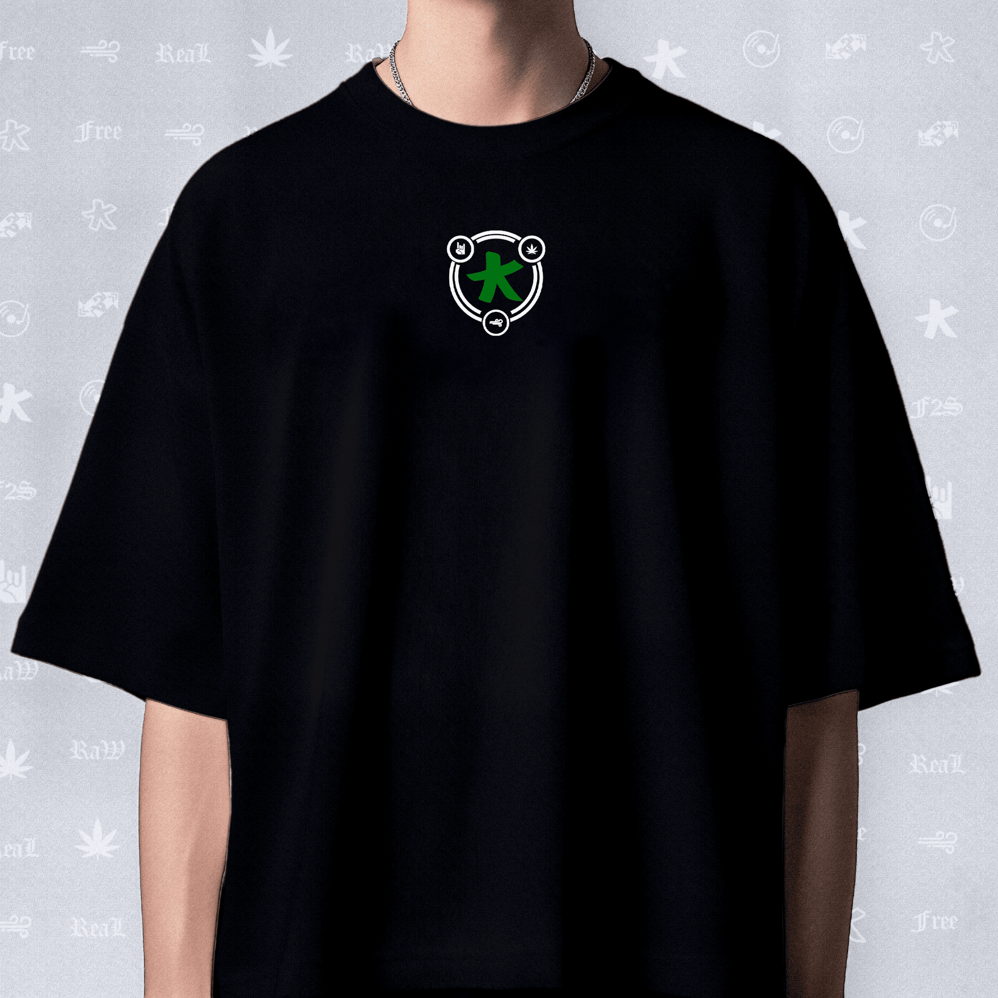 F2S Original RRF Black Unisex Oversized T-Shirt.