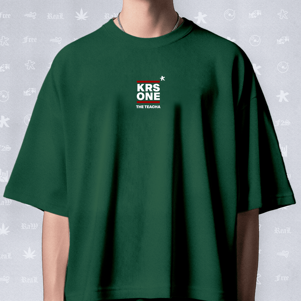 KRS ONE The Teacha Unisex Bottle Green Oversized T-Shirt.