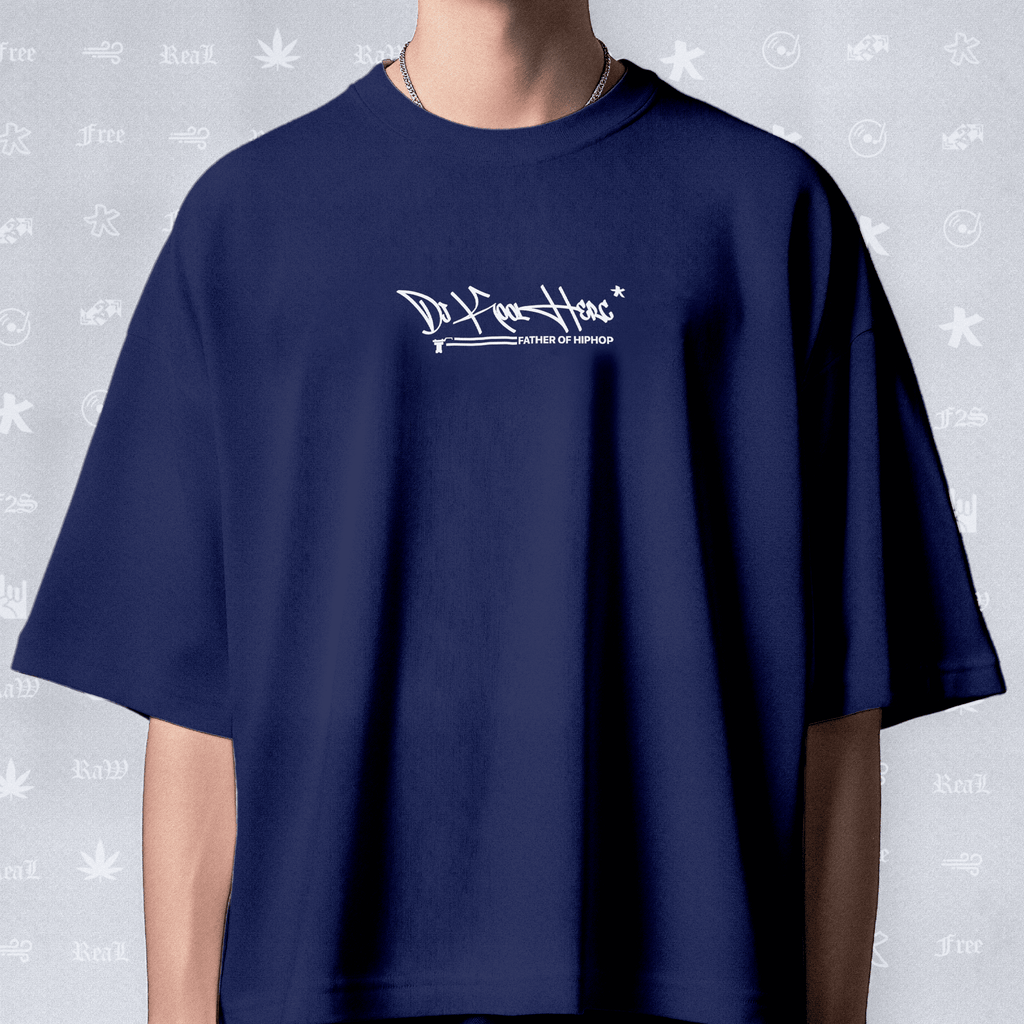DJ Kool Herc Origins Unisex Royal Blue Oversized T-Shirt.