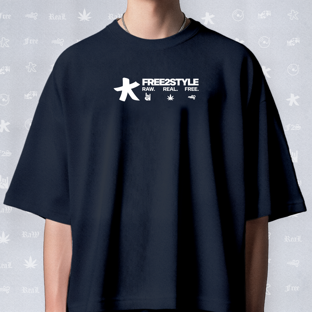 F2S Original White Logo Navy Blue Tee Unisex