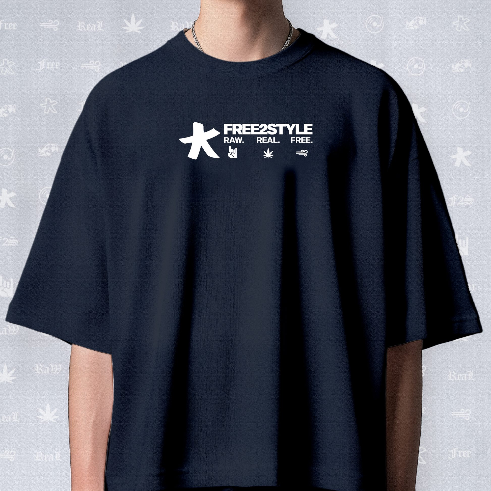 F2S Original White Logo Navy Blue Tee Unisex
