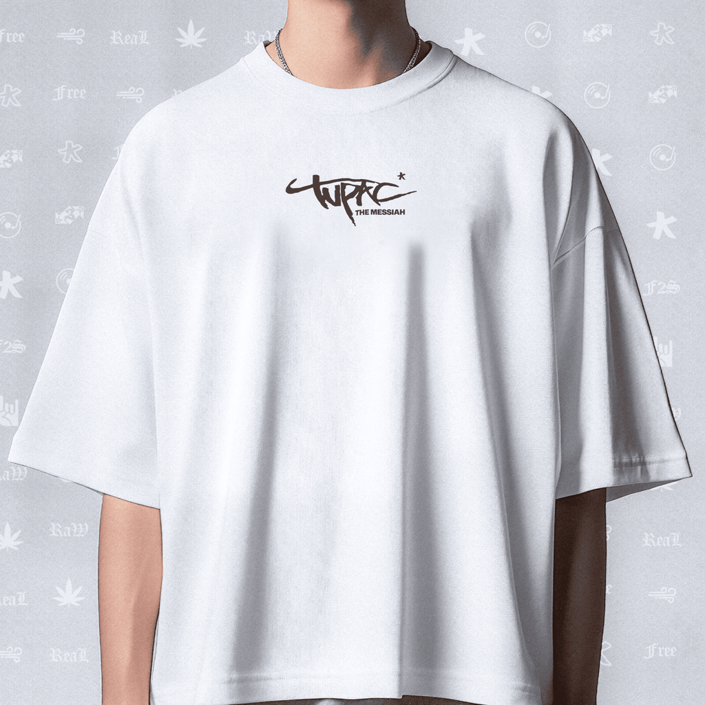 Tupac The Messiah Unisex White Oversized Oversized T-Shirt.