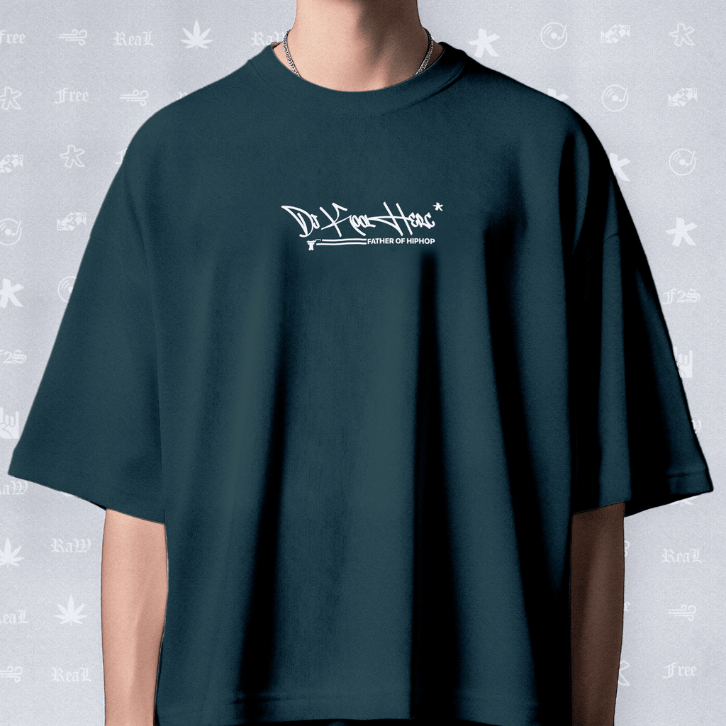 DJ Kool Herc Origins Unisex Petrol Blue Oversized T-Shirt.