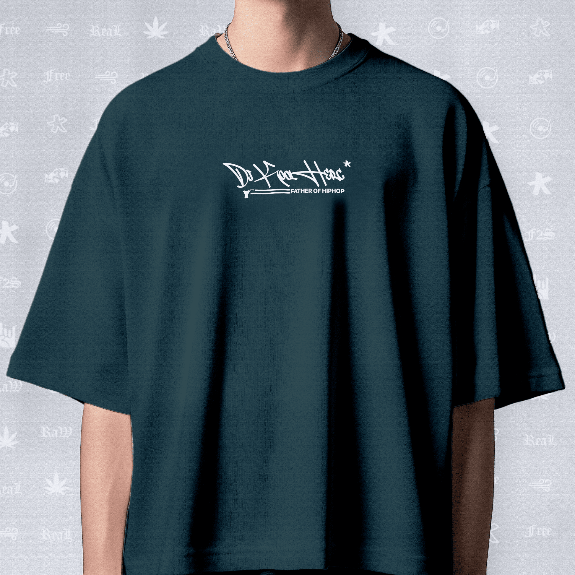 DJ Kool Herc Origins Unisex Petrol Blue Oversized T-Shirt.