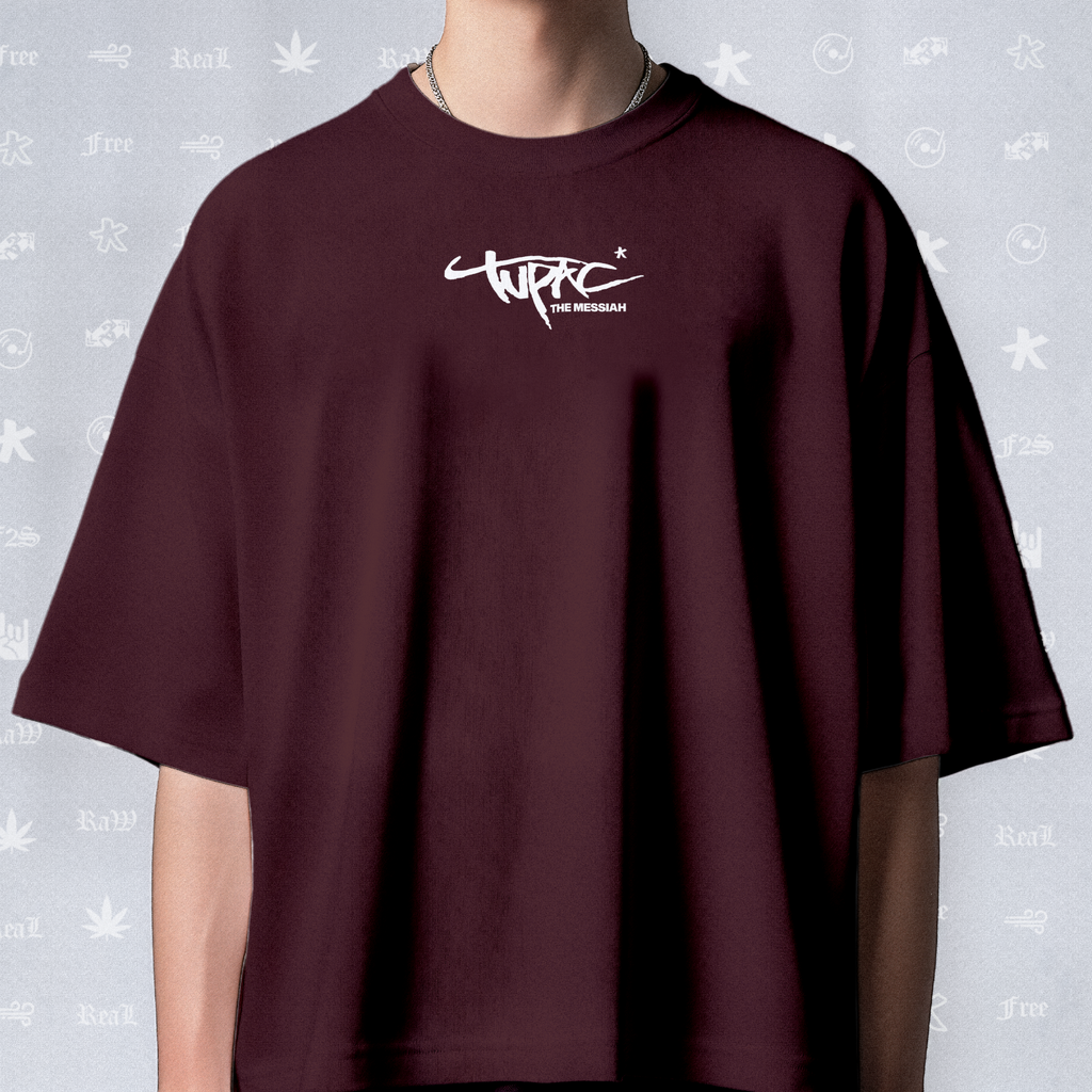 Tupac The Messiah Unisex Maroon Oversized Tee