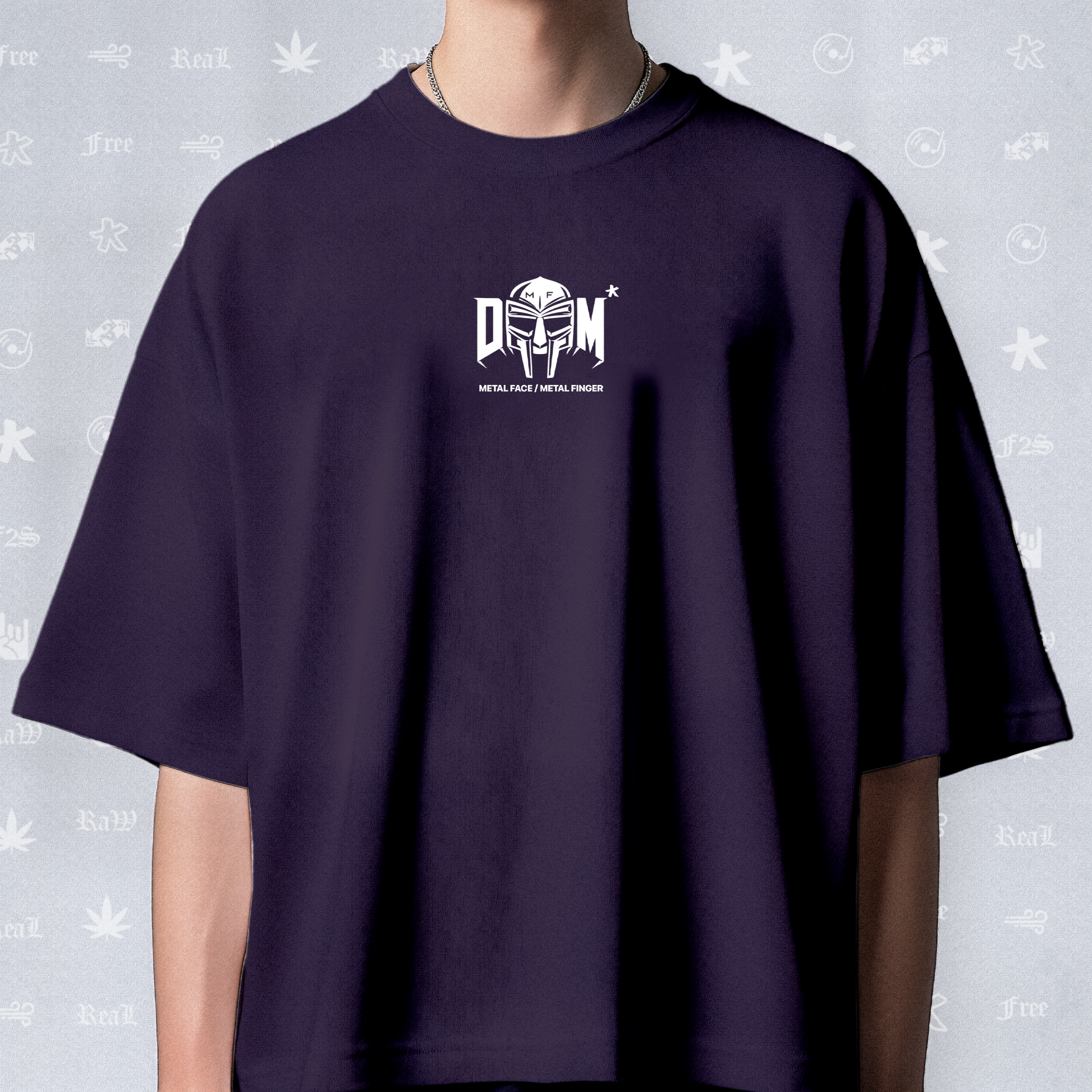 MF DOOM METAL FACE/FINGER Unisex Purple Tee