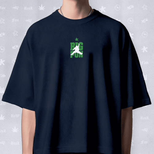 Big Pun Heavyweight Unisex Navy Blue Oversized T-Shirt.