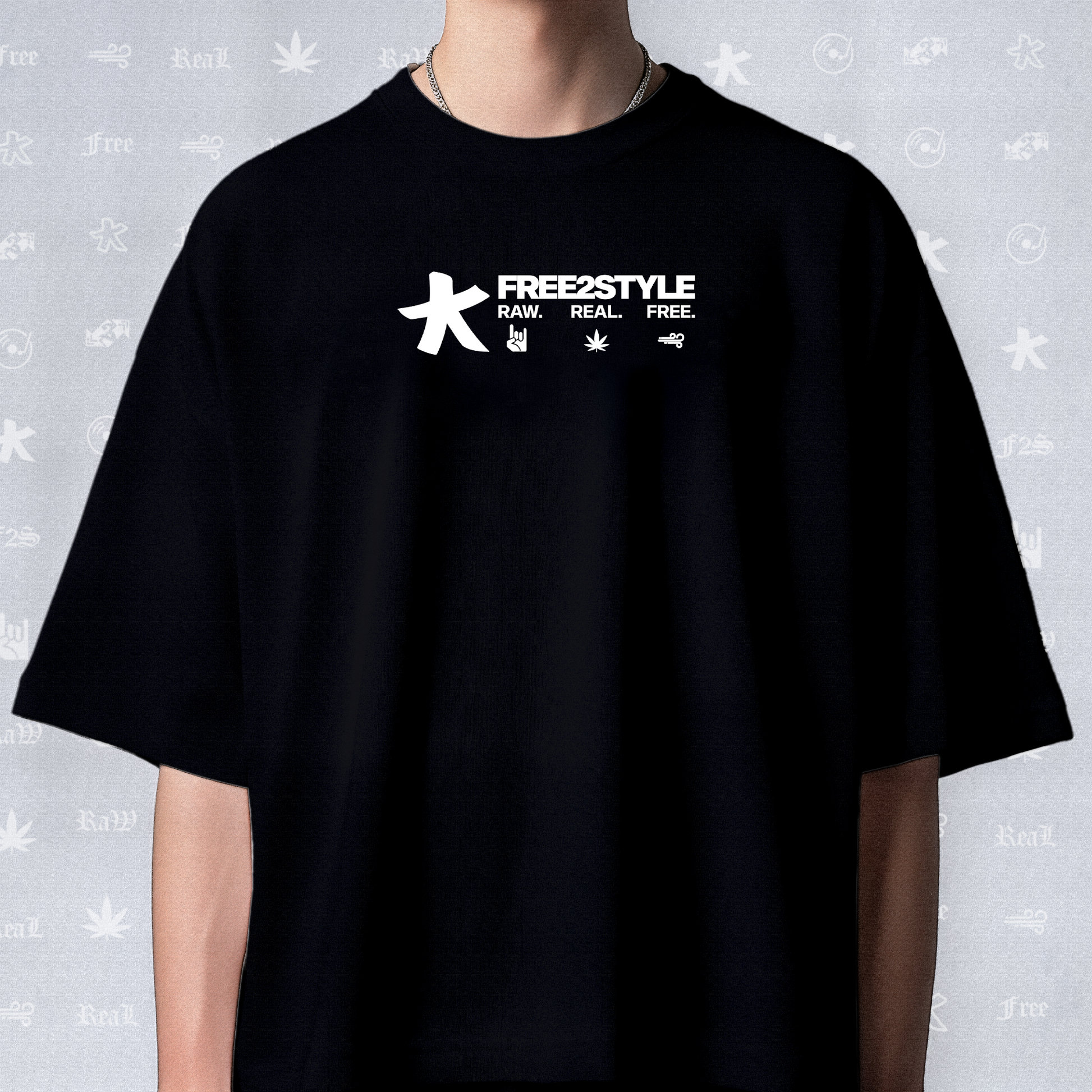 F2S Original White Logo Black Tee Unisex