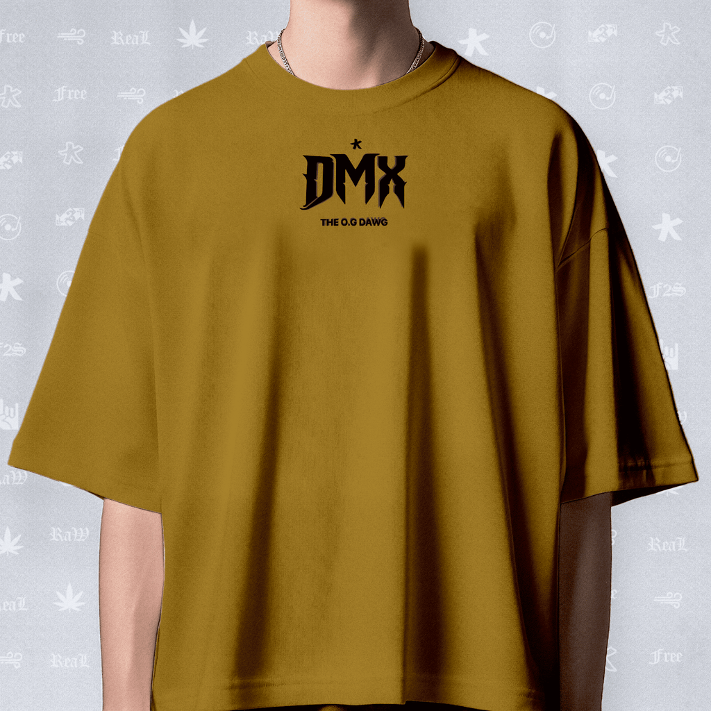 DMX The O.G. Dawg Unisex Mustard Oversized T-Shirt.