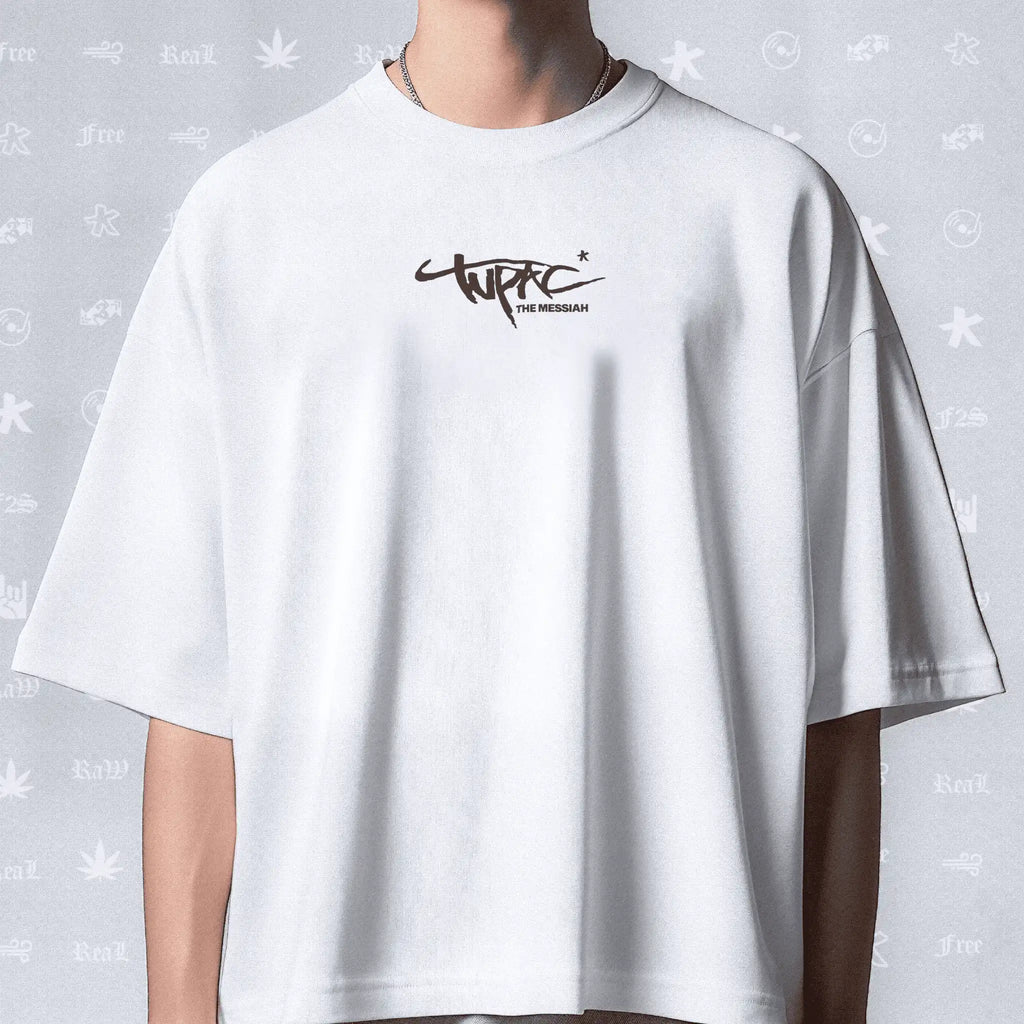 Tupac The Messiah Unisex White Oversized Oversized T-Shirt.