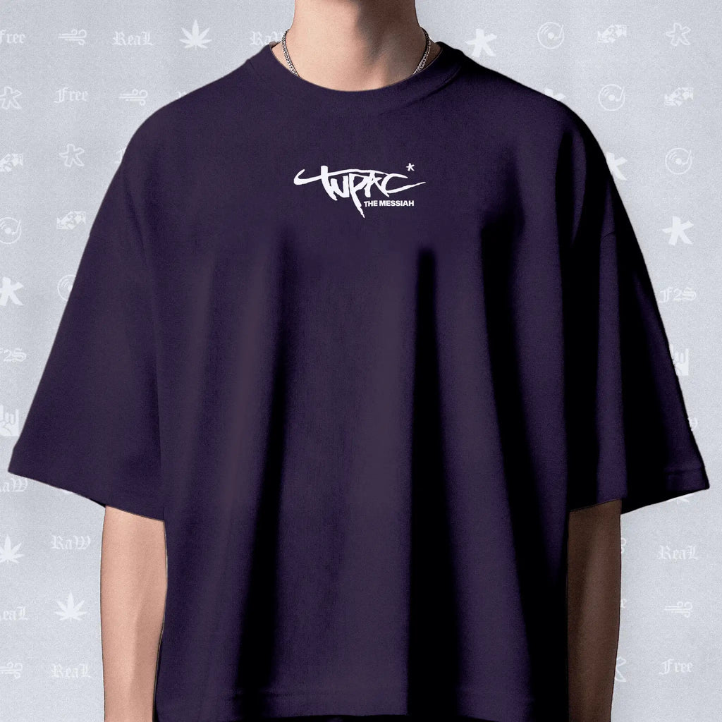 Tupac The Messiah Unisex Purple Oversized Oversized T-Shirt.