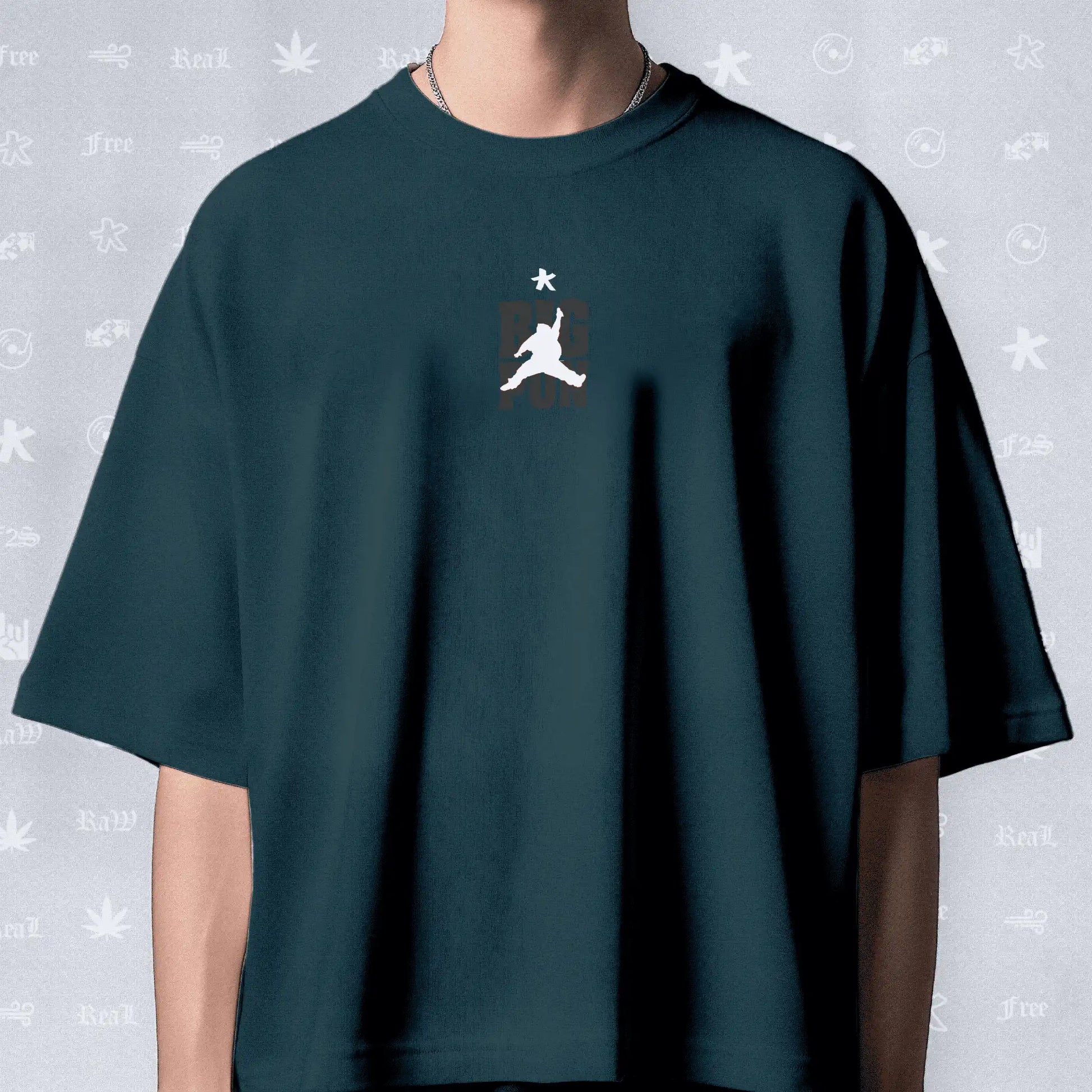 Big Pun Heavyweight Unisex Petrol Blue Oversized T-Shirt.