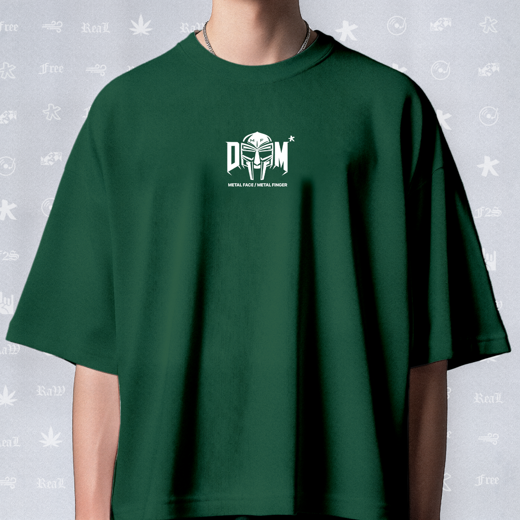 MF DOOM METAL FACE/FINGER Unisex Bottle Green Tee