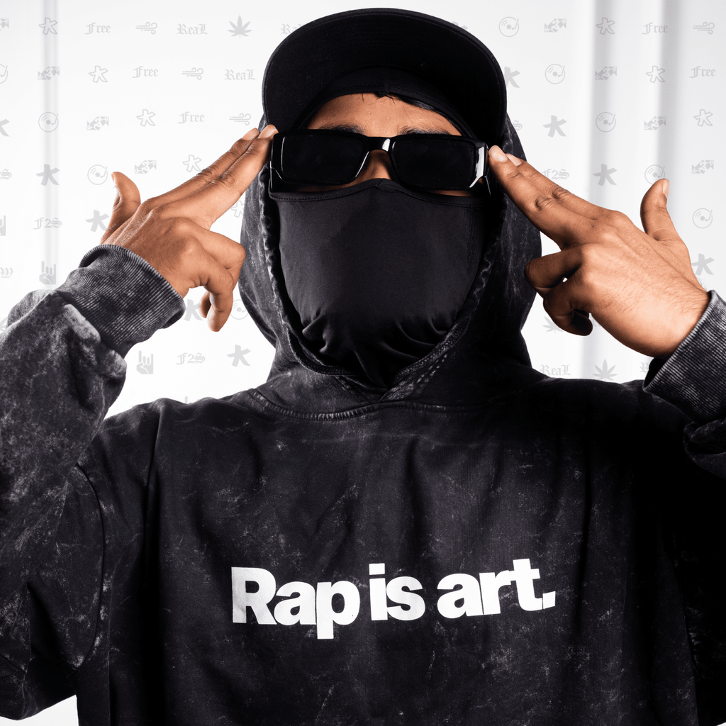 RAP IS ART | Black Tie-Dye Hoodie – Streetwear Hoodie for Hip Hop & Rap Culture | Free2Style