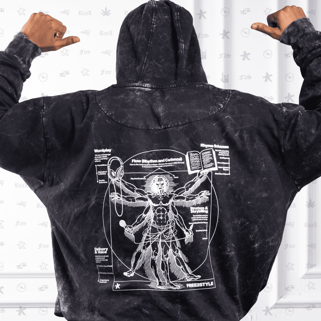 RAP IS ART | Black Tie-Dye Hoodie – Streetwear Hoodie for Hip Hop & Rap Culture | Free2Style