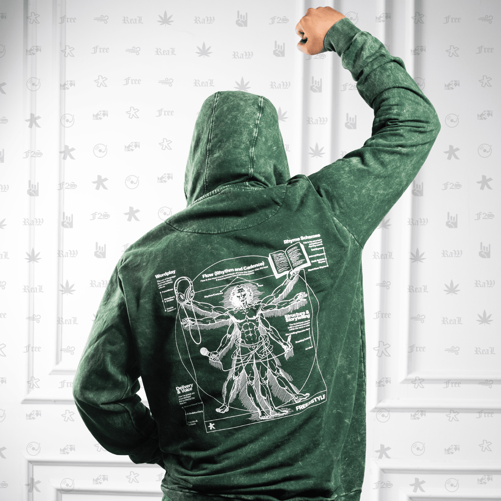 RAP IS ART | Green Tie-Dye Hoodie – Streetwear Hoodie for Hip Hop & Rap Culture | Free2Style