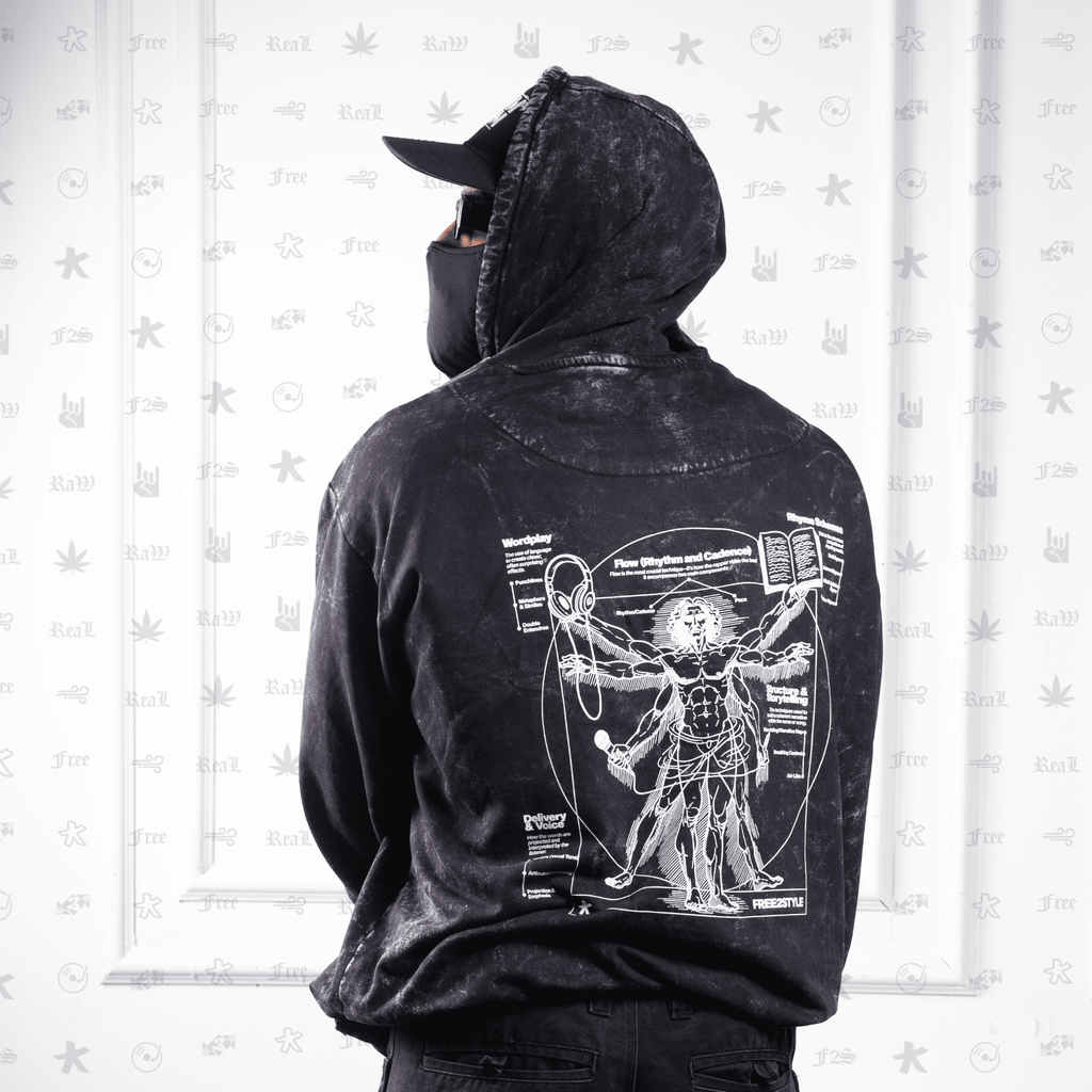 RAP IS ART | Black Tie-Dye Hoodie – Streetwear Hoodie for Hip Hop & Rap Culture | Free2Style