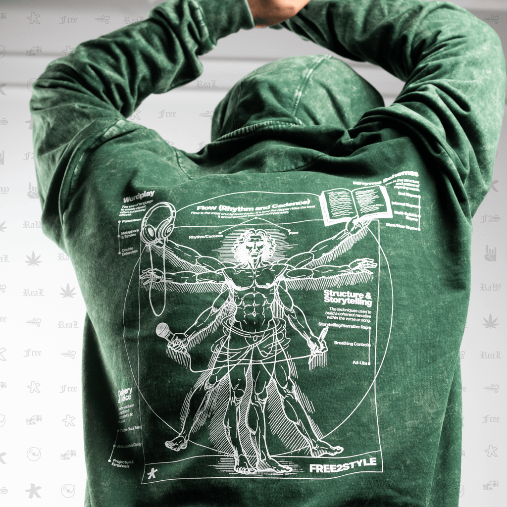 RAP IS ART | Green Tie-Dye Hoodie – Streetwear Hoodie for Hip Hop & Rap Culture | Free2Style