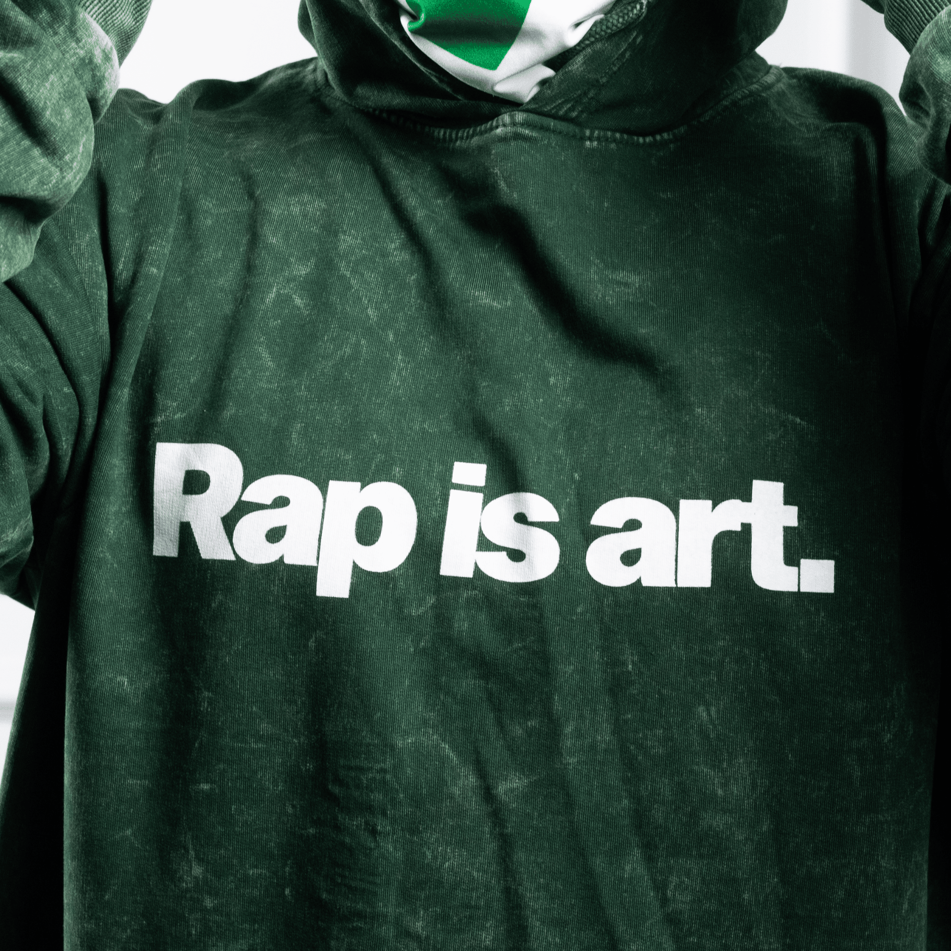 RAP IS ART | Green Tie-Dye Hoodie – Streetwear Hoodie for Hip Hop & Rap Culture | Free2Style
