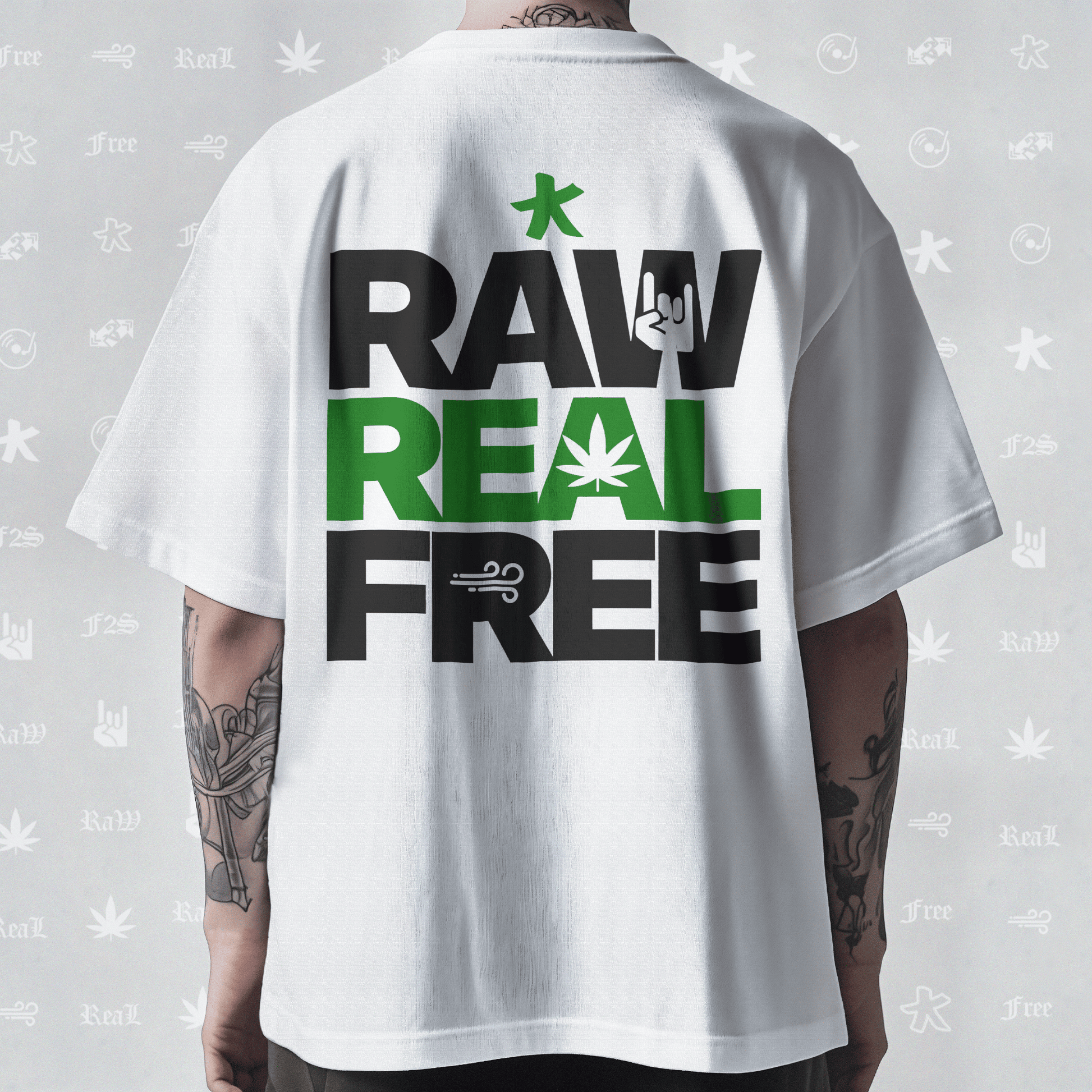 F2S Original RRF White Unisex Oversized T-Shirt.
