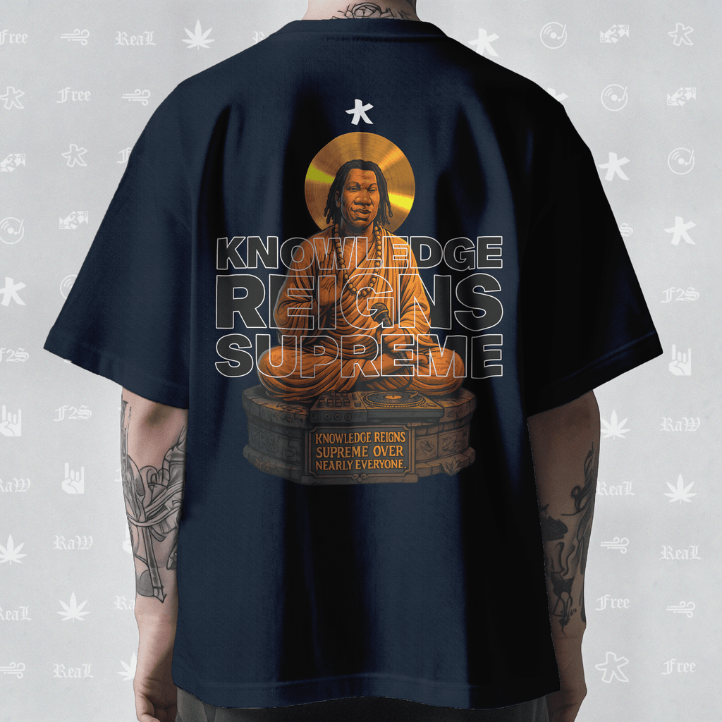 KRS ONE The Teacha Unisex Navy Blue Oversized T-Shirt.