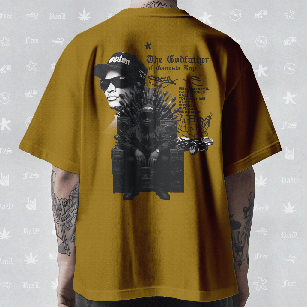 Eazy-E Godfather of Gangsta Rap Unisex Mustard Oversized T-Shirt.