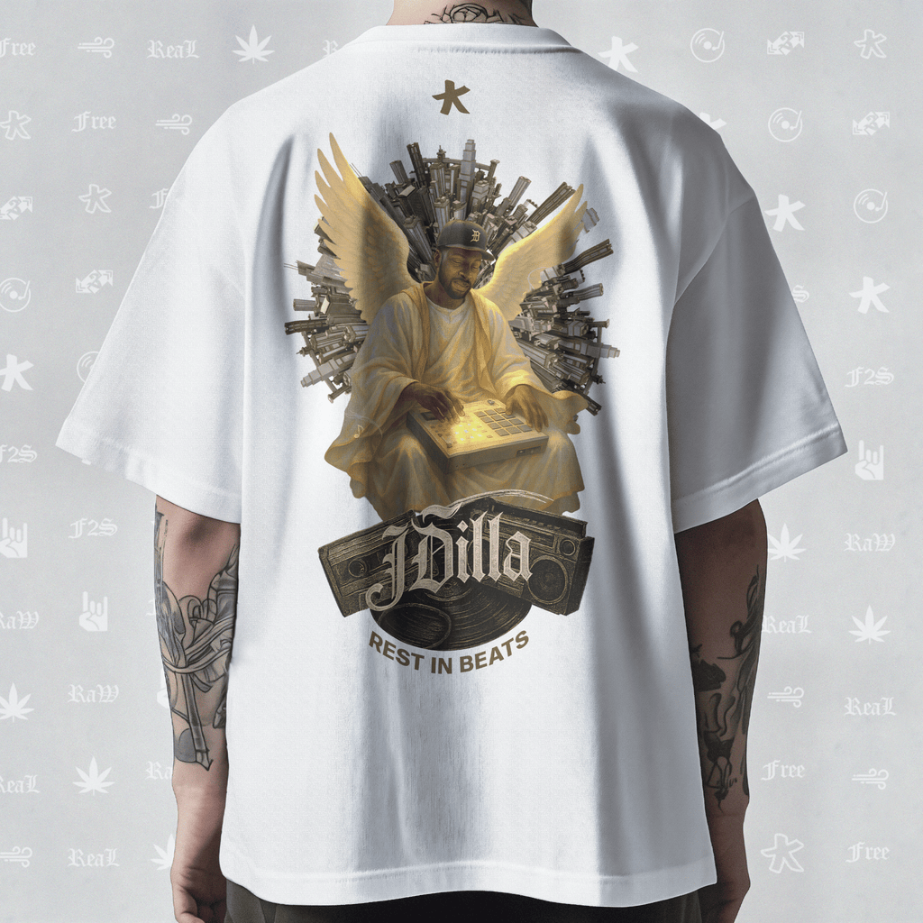 J Dilla Rest In Beats Unisex White Oversized T-Shirt.