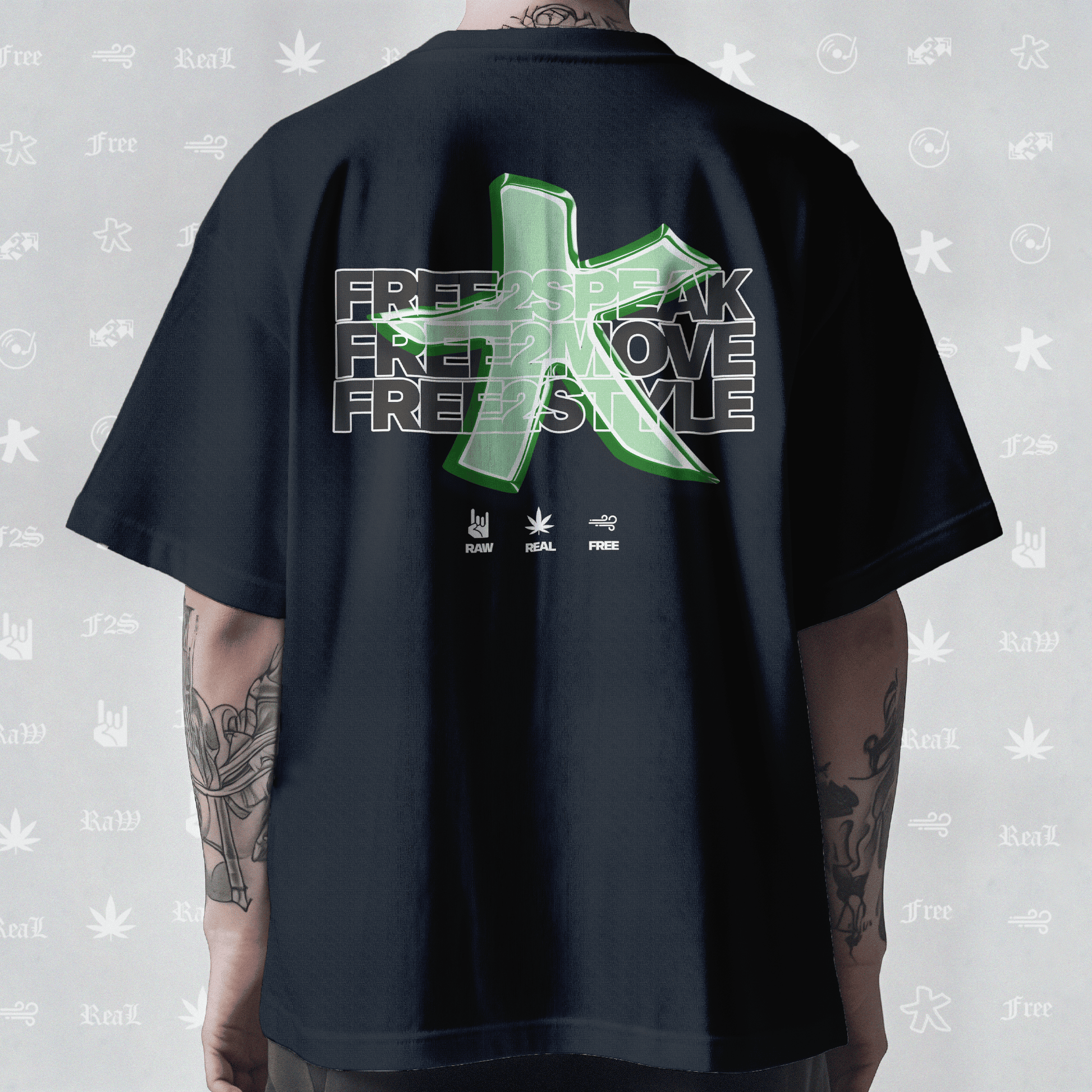 F2S Original Star Logo Navy Blue Unisex Oversized T-Shirt.