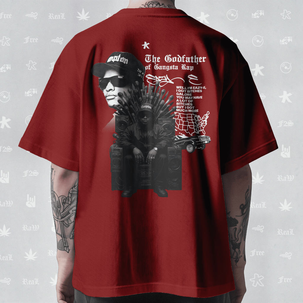 Eazy-E Godfather of Gangsta Rap Unisex Red Oversized T-Shirt.