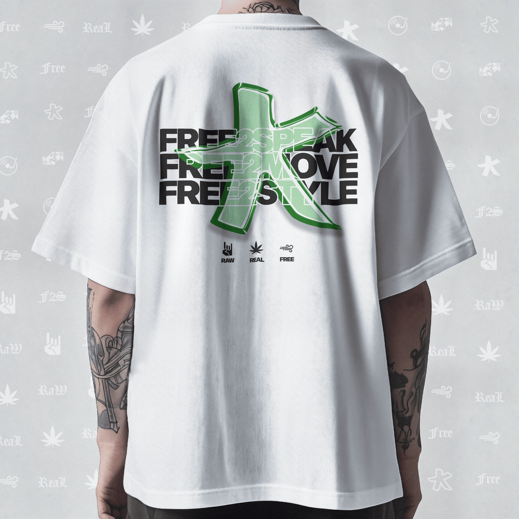 F2S Original Star Logo White Unisex Oversized T-Shirt.