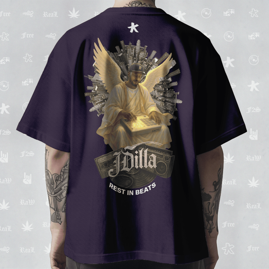 J Dilla Rest In Beats Unisex Purple Oversized T-Shirt.