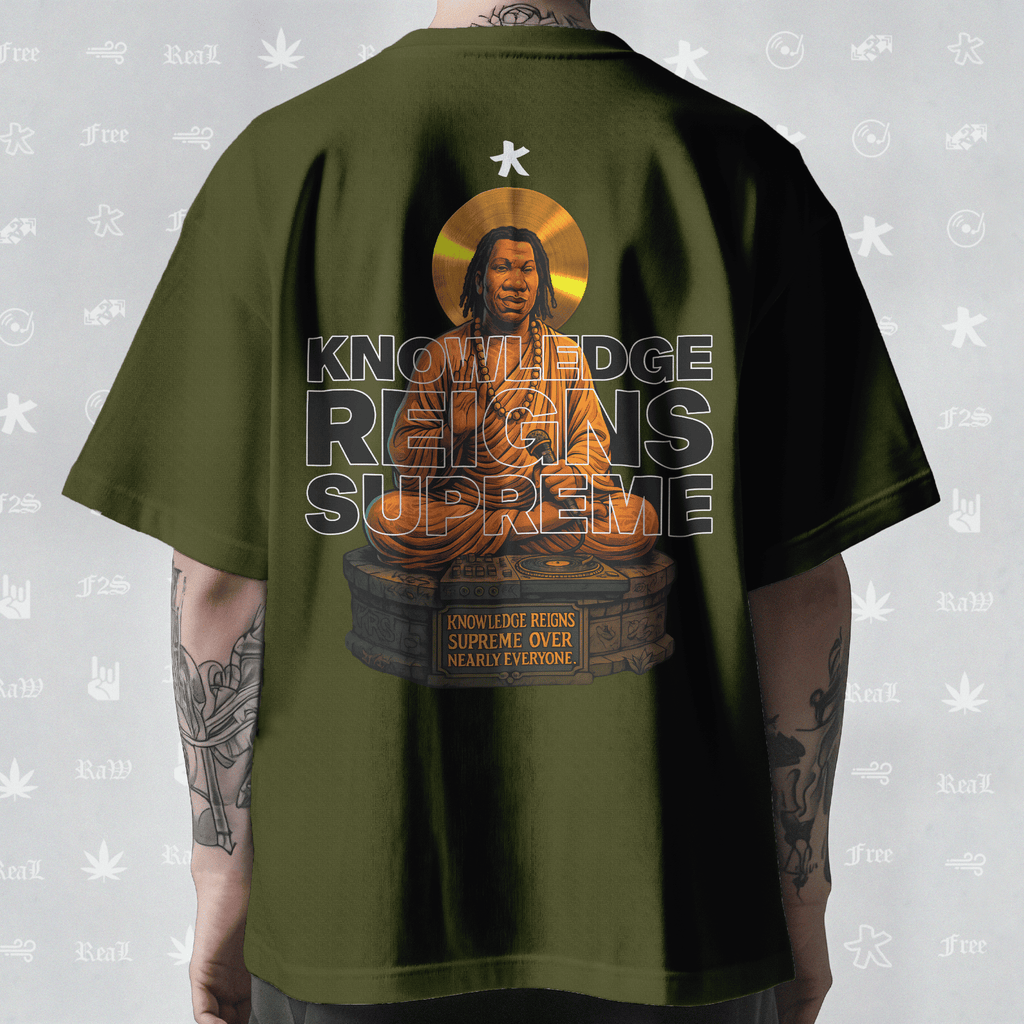 KRS ONE The Teacha Unisex Olive Green Oversized T-Shirt.