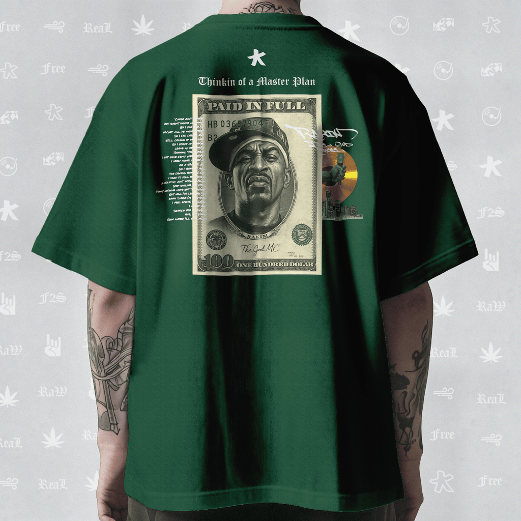 Rakim The God Emcee Unisex Bottle Green Oversized T-Shirt.