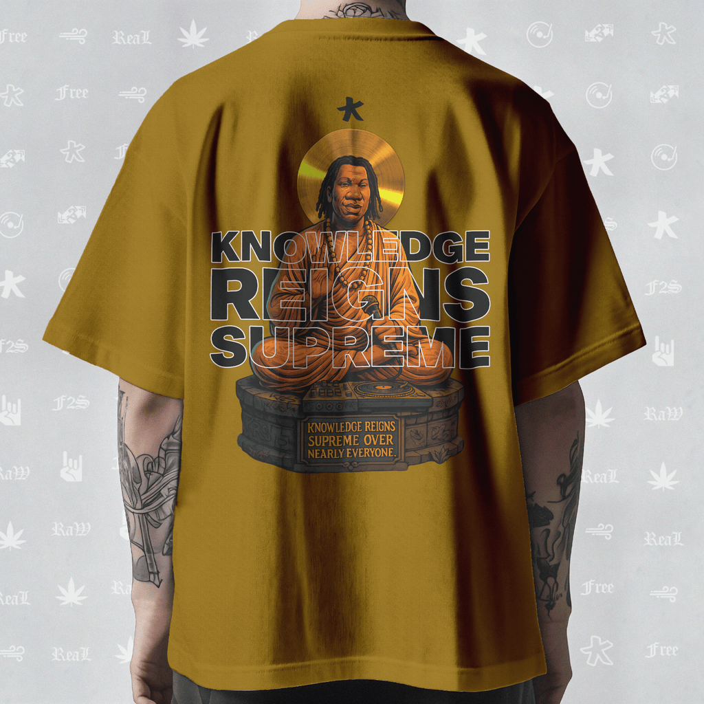 KRS ONE The Teacha Unisex Mustard Oversized T-Shirt.