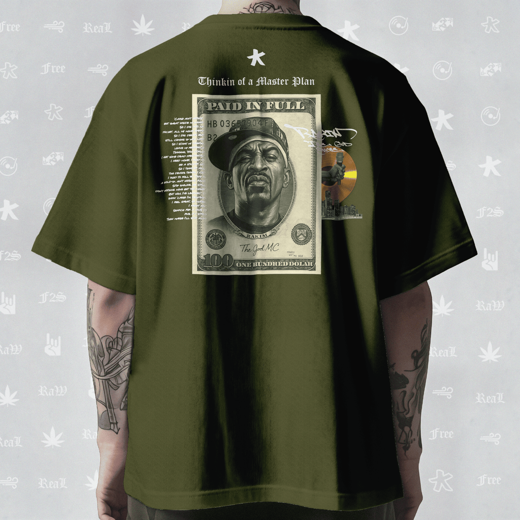 Rakim The God Emcee Unisex Olive Green Oversized T-Shirt.