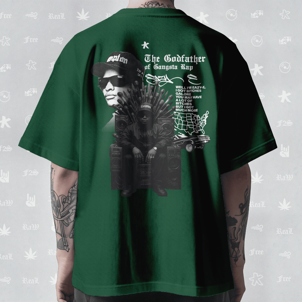 Eazy-E Godfather of Gangsta Rap Unisex Bottle Green Oversized T-Shirt.