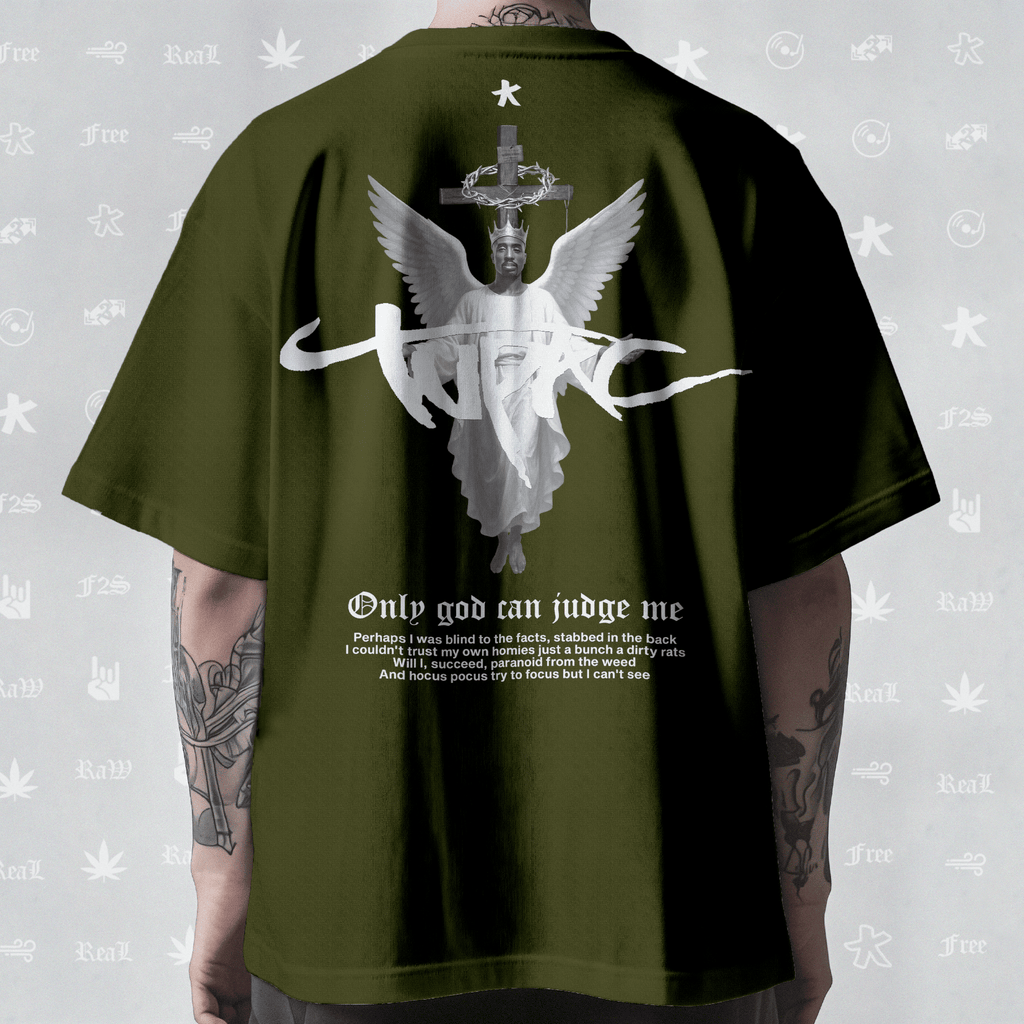 Tupac The Messiah Unisex Olive Green Oversized Oversized T-Shirt.