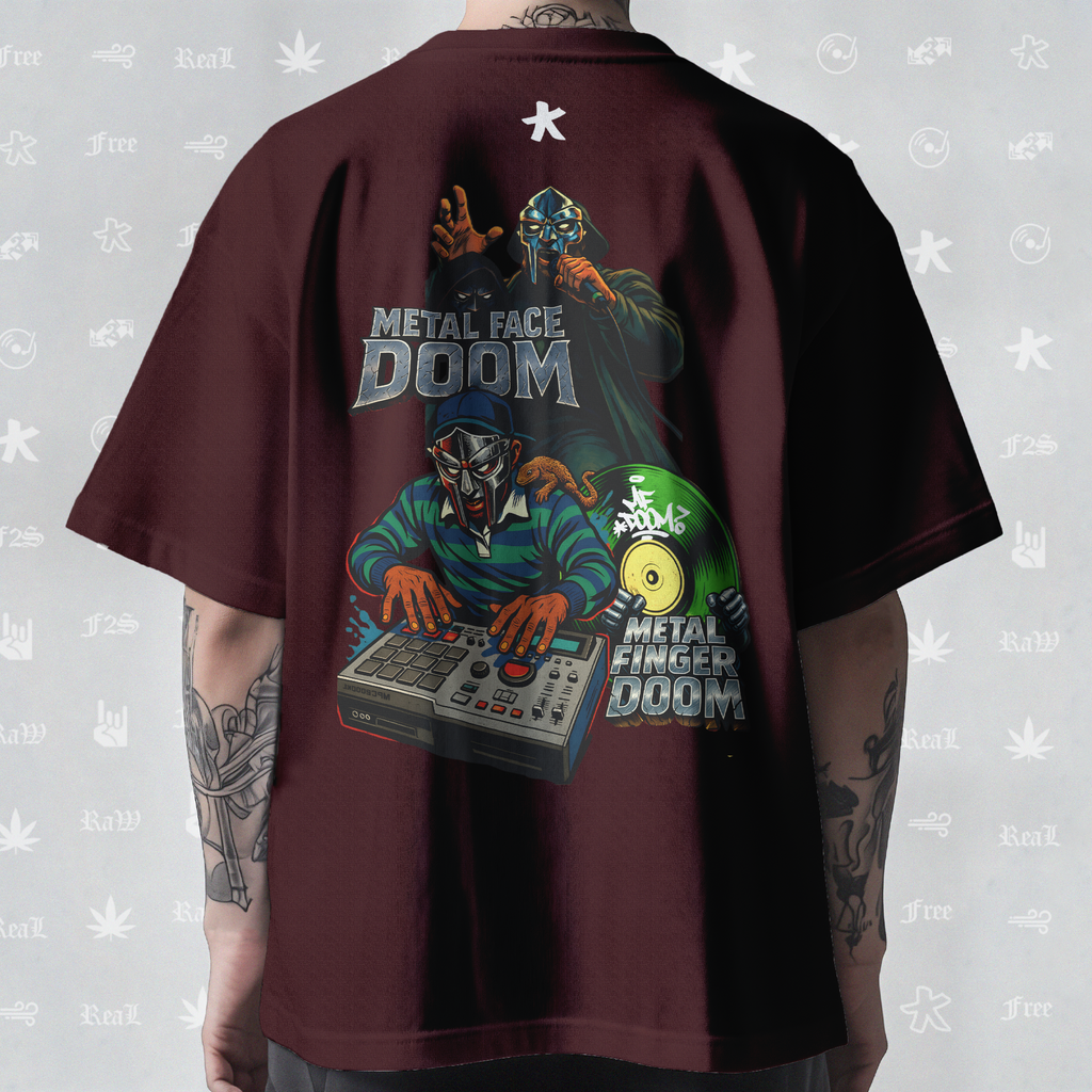 MF DOOM METAL FACE/FINGER Unisex Maroon  Tee