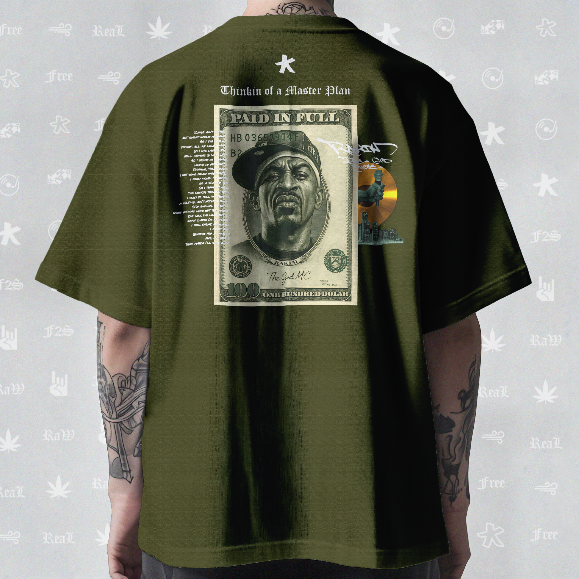 Rakim The God Emcee Unisex Olive Green Tee