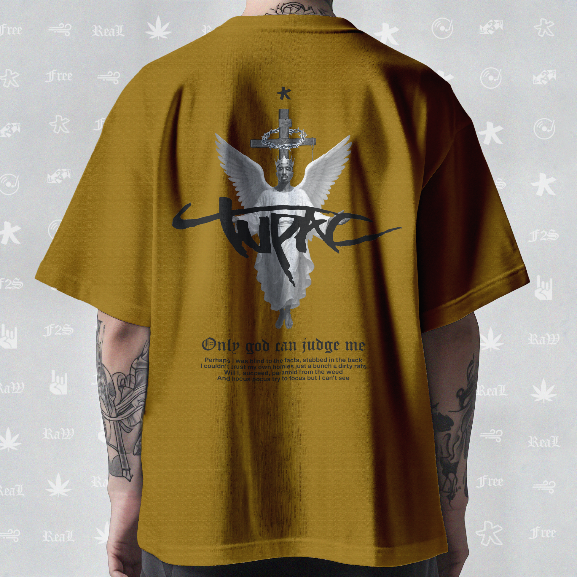 Tupac The Messiah Unisex Mustard Oversized Tee