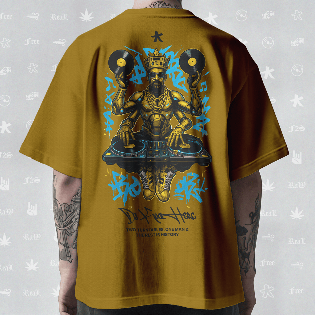 DJ Kool Herc Origins Unisex Mustard Oversized T-Shirt.