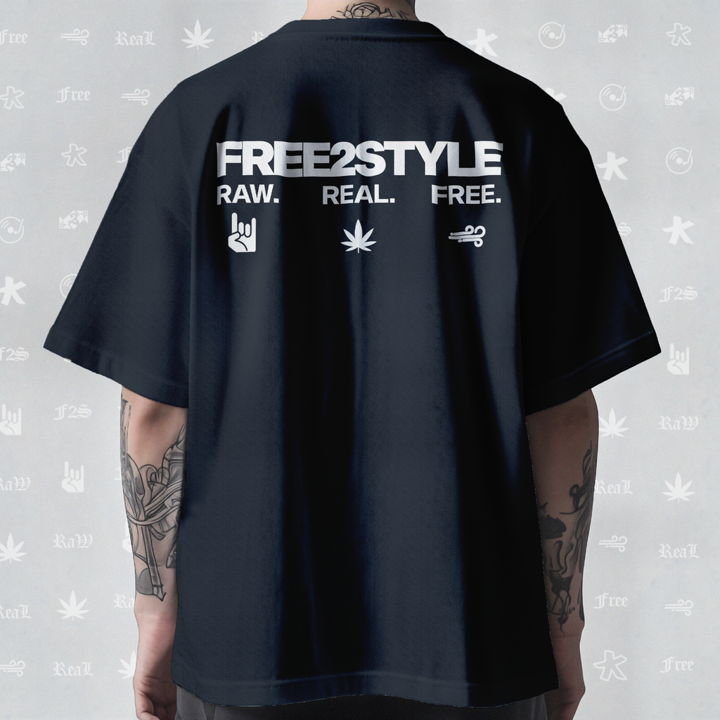 F2S Original Double White Logo Navy Blue Tee Unisex