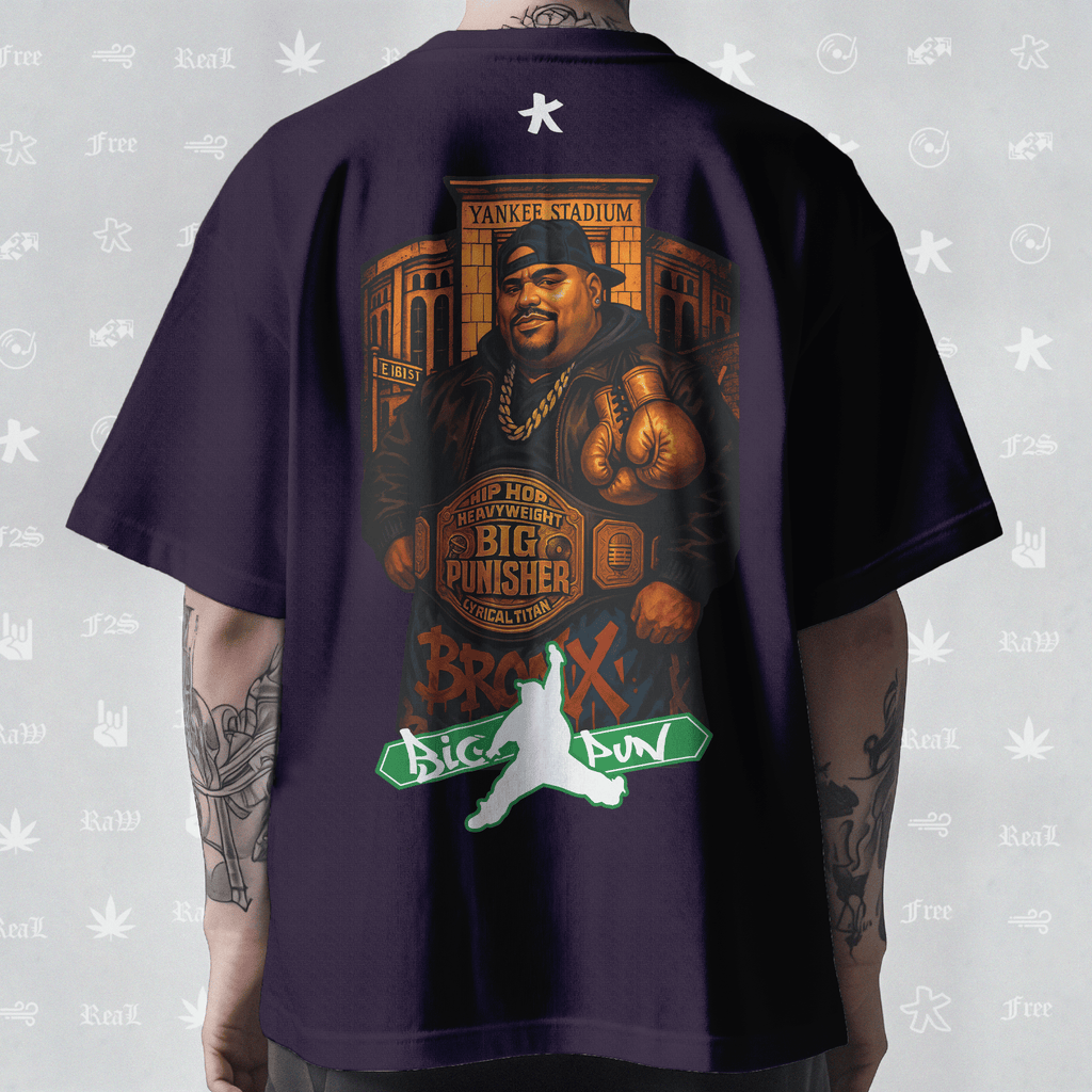 Big Pun Heavyweight Unisex Purple Oversized T-Shirt.