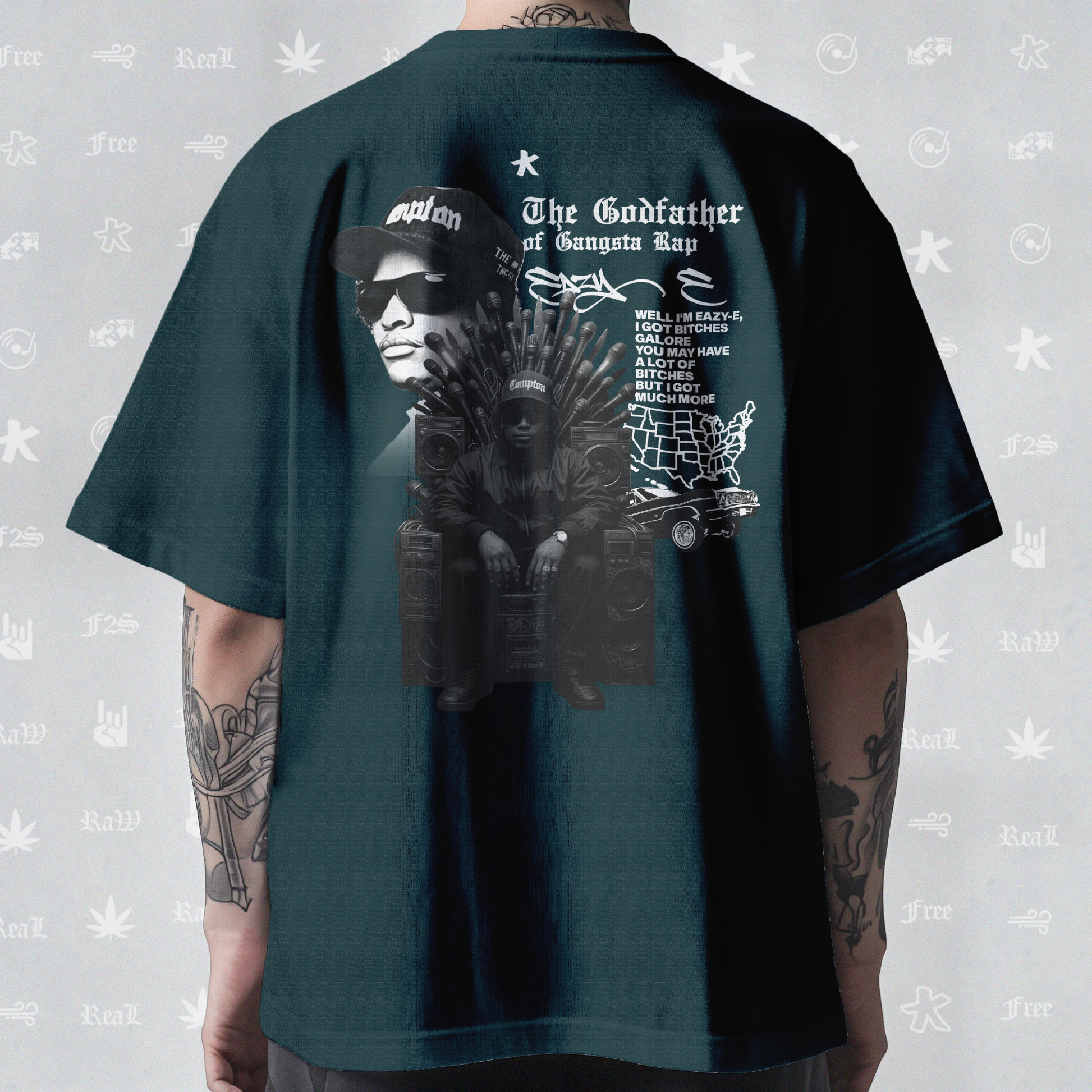 Eazy-E Godfather of Gangsta Rap Unisex Petrol Blue Tee