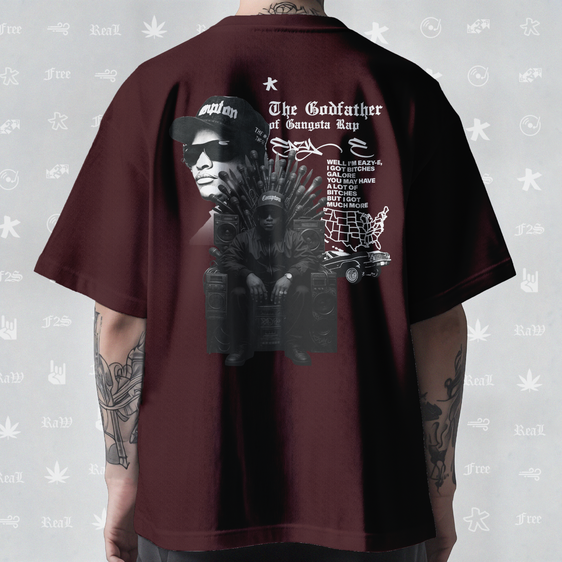 Eazy-E Godfather of Gangsta Rap Unisex Maroon Tee
