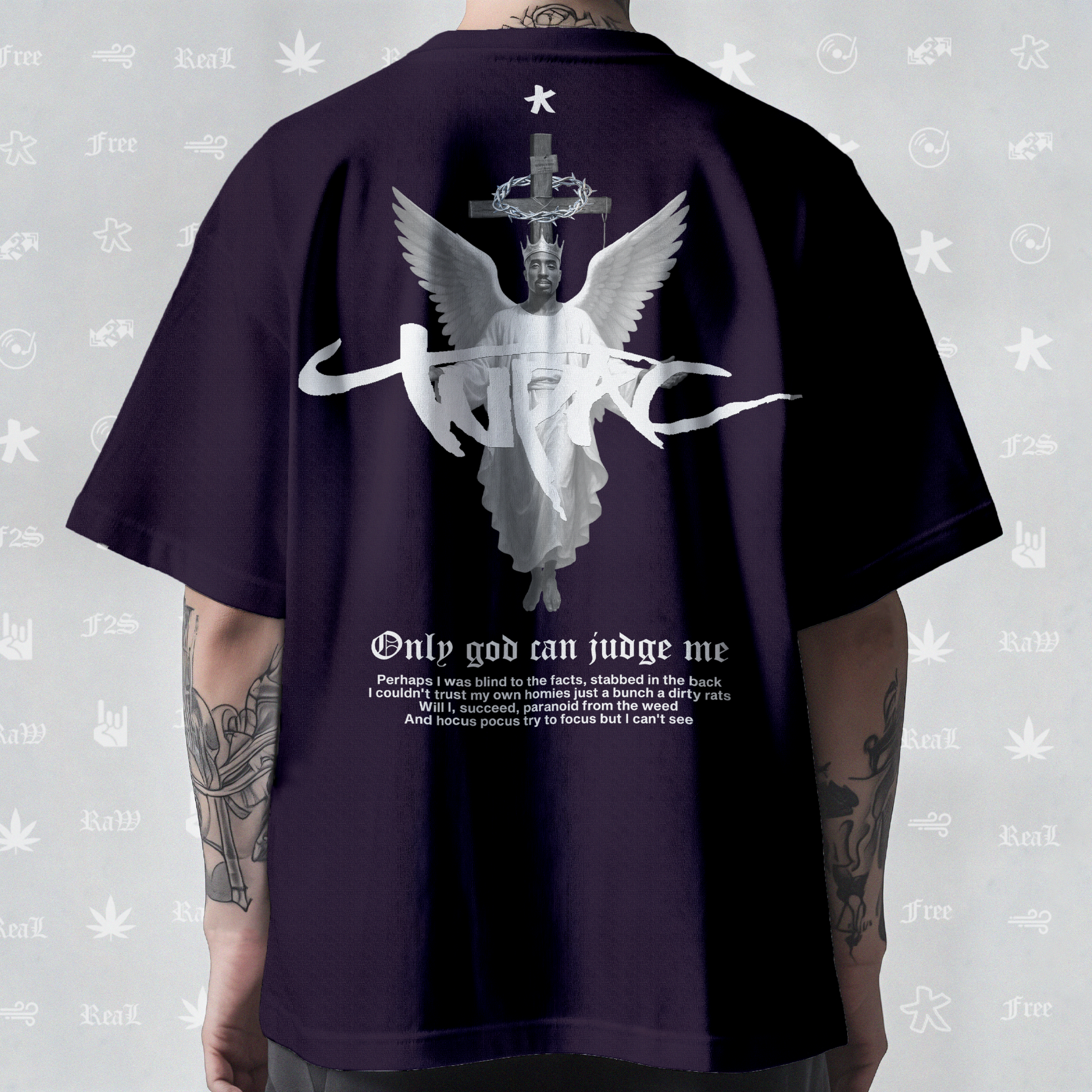 Tupac The Messiah Unisex Purple Oversized Tee