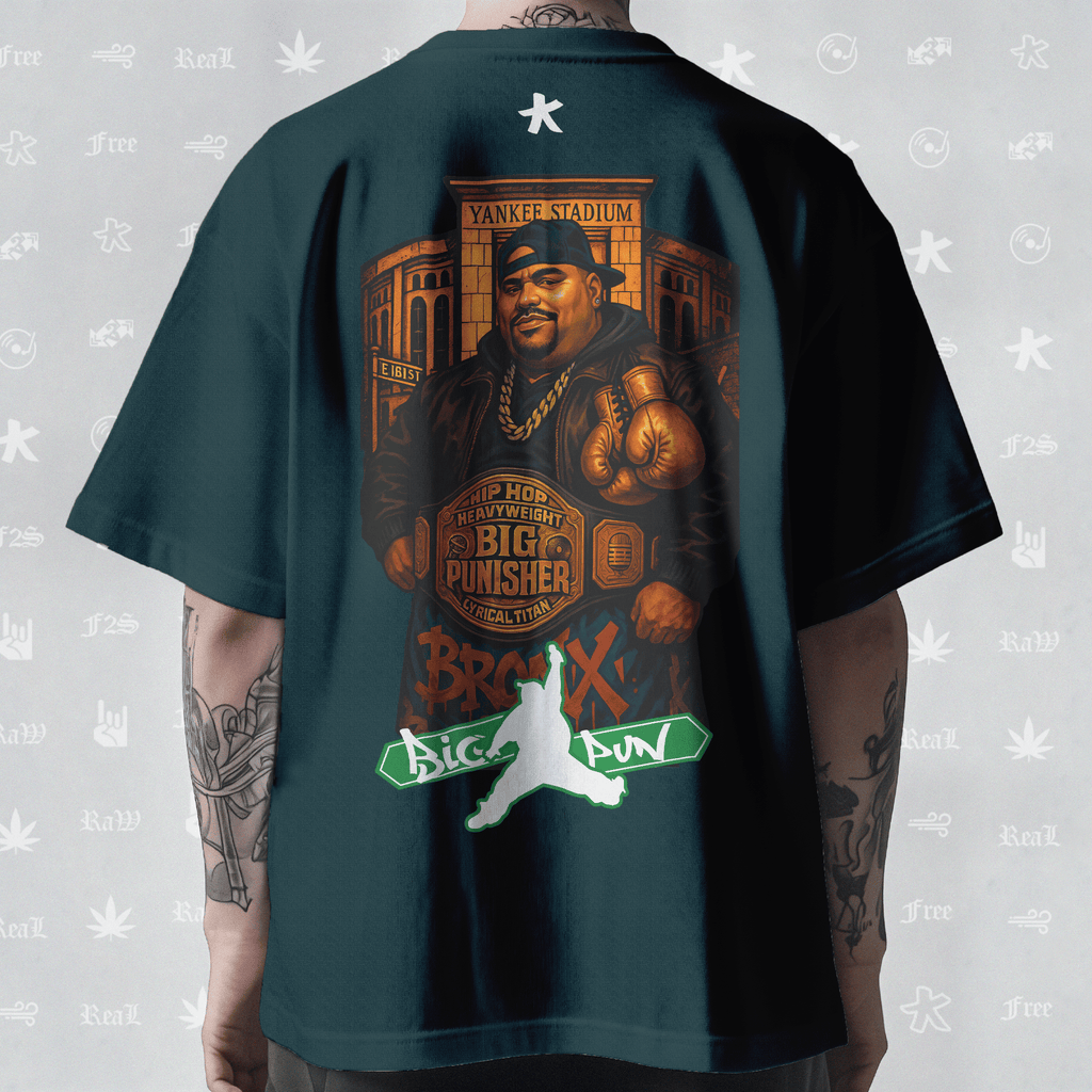 Big Pun Heavyweight Unisex Petrol Blue Oversized T-Shirt.
