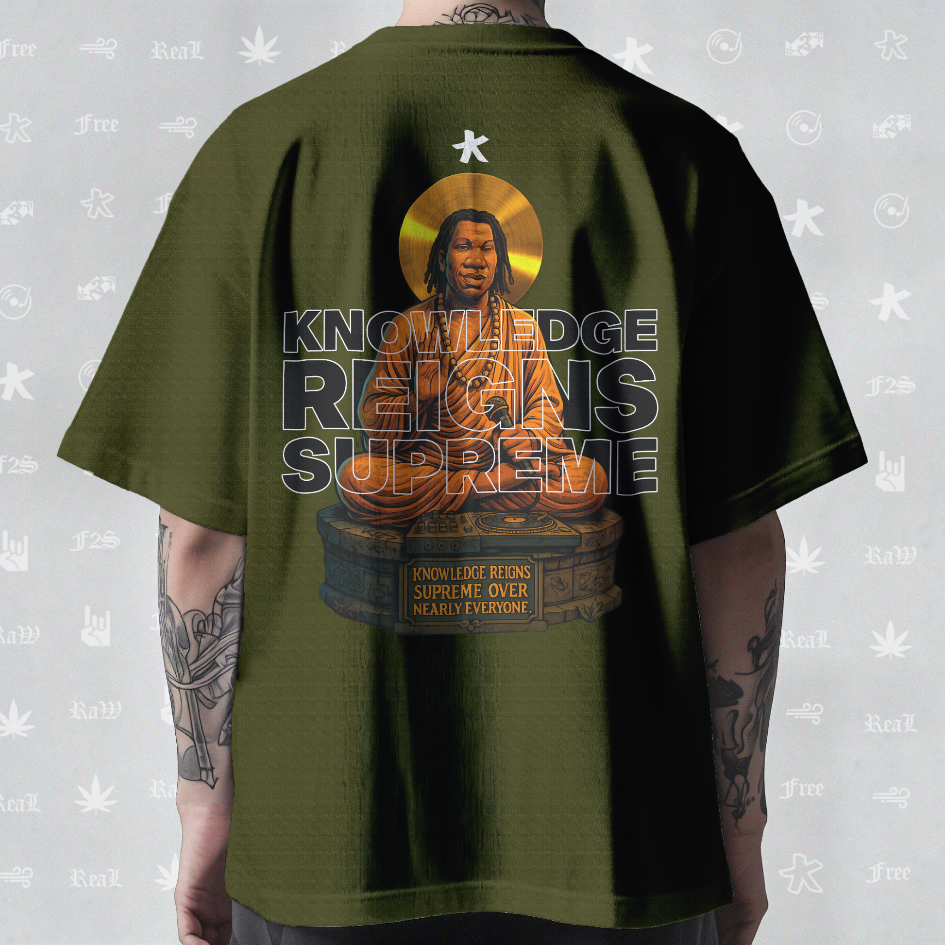 KRS ONE The Teacha Unisex Olive Green Tee