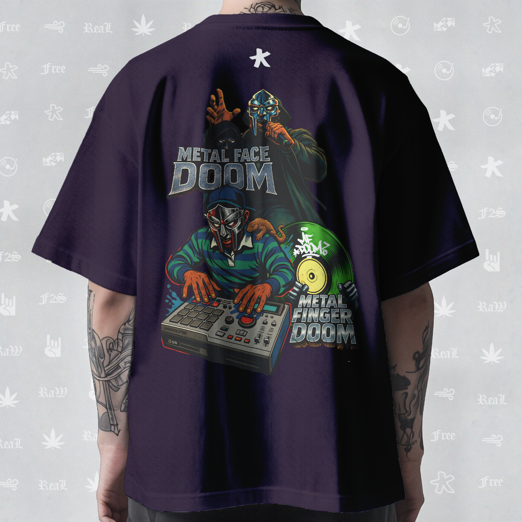 MF DOOM METAL FACE/FINGER Unisex Purple Tee