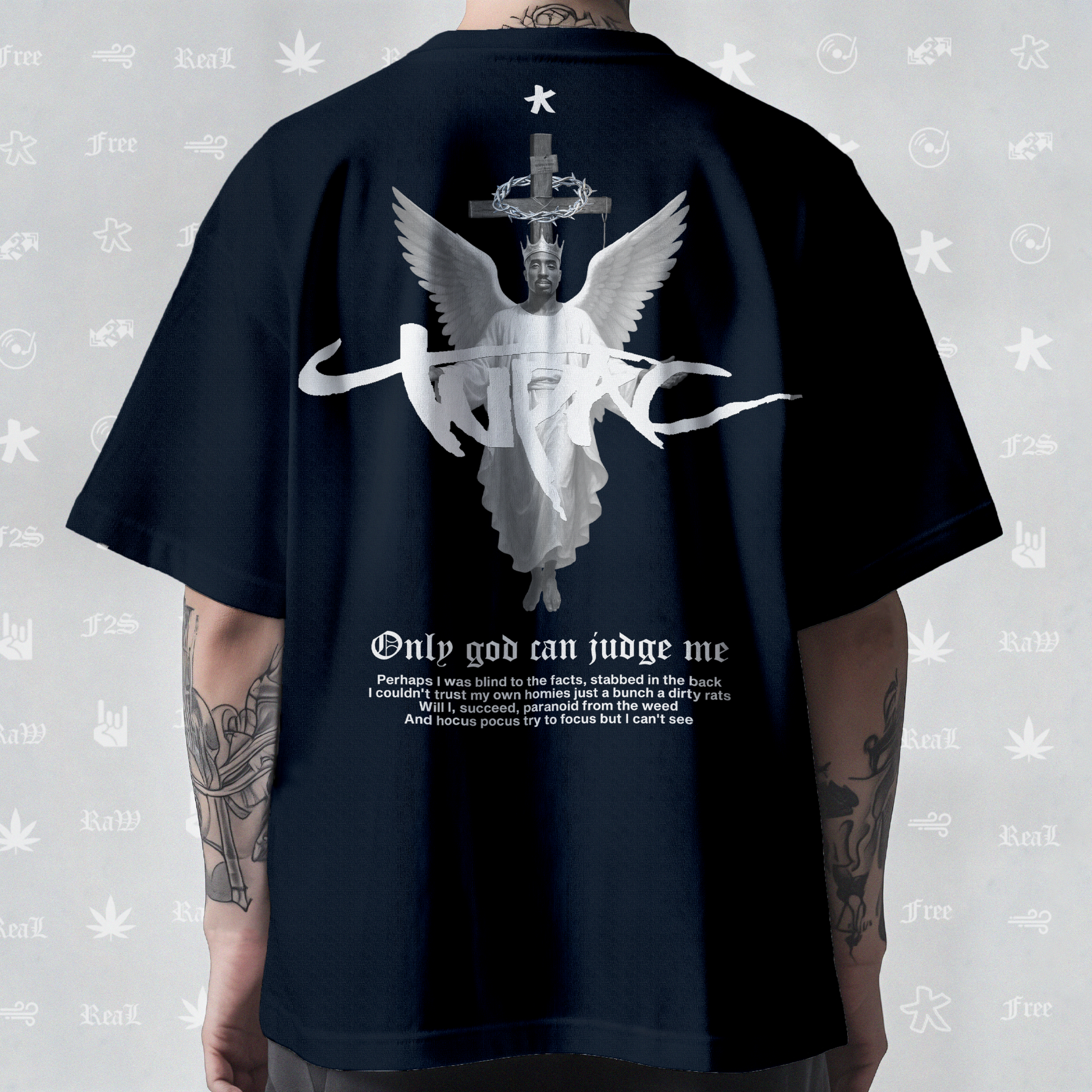 Tupac The Messiah Unisex Navy Blue Oversized Tee